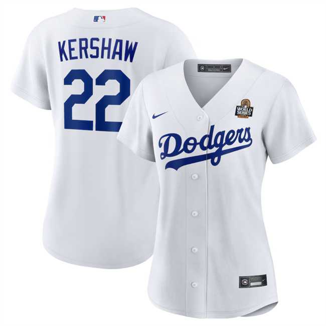 Women's Los Angeles Dodgers #22 Clayton Kershaw White 2024 World Series Cool Base Stitched Jersey(Run Small) Dzhi,We sell and wholesale Women's Los Angeles Dodgers #22 Clayton Kershaw White 2024 World Series Cool Base Stitched Jersey(Run Small) Dzhi on line form chian!